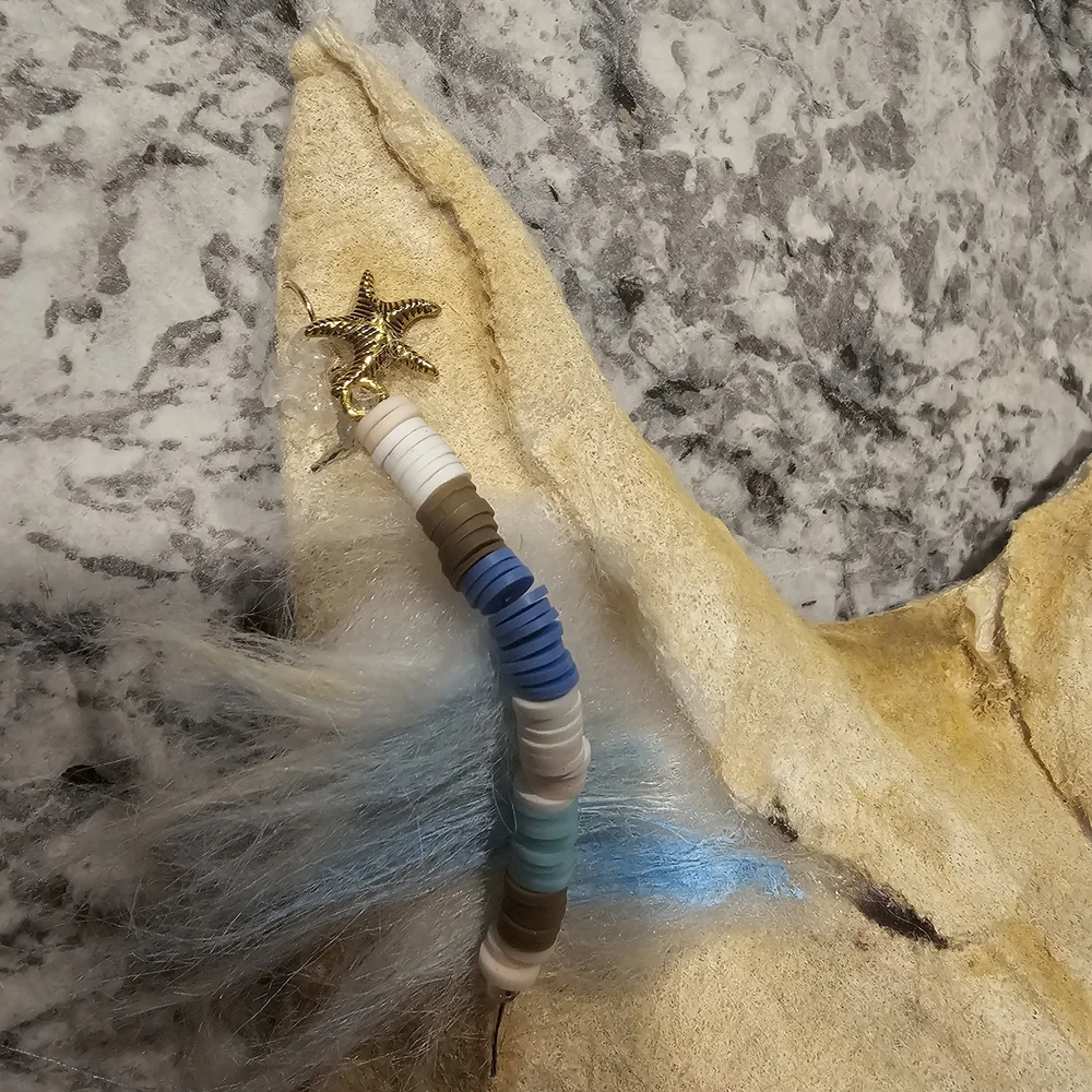 A Sandy Beach Therian Mask! With A Beach Themed Earing And Starfish Charm